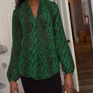 Michael Kors Green Snake Print Blouse
